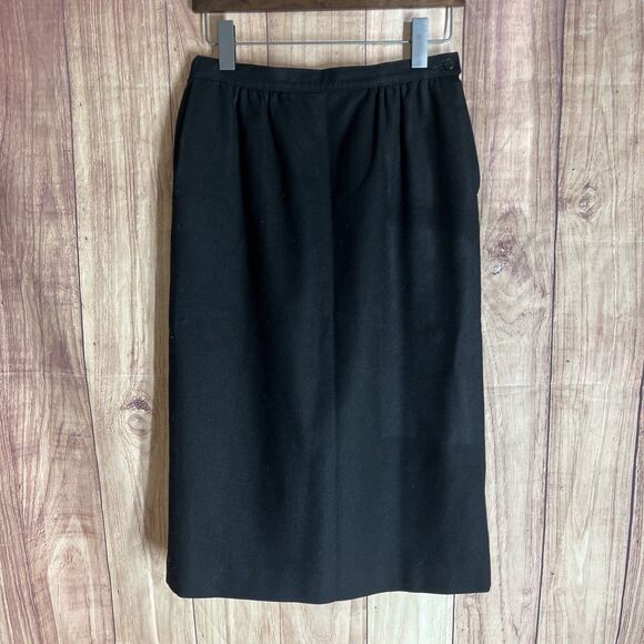 VINTAGE Pendleton Pencil Skirt Black Womens Size 8 100% Wool - Picture 1 of 10